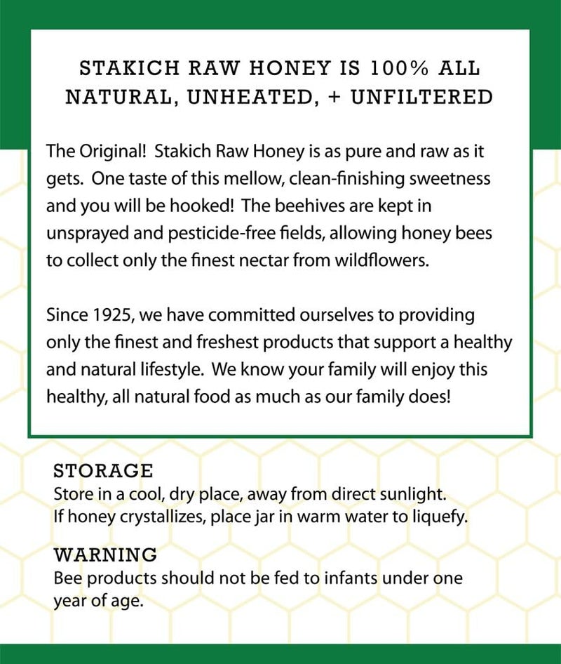 Stakich Raw Honey - Pure, Unprocessed, Unheated, Kosher - 40 Ounce - Image 5
